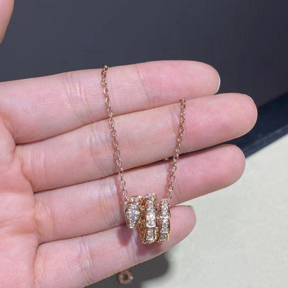 [Royal Jewelry]SERPENTI PINK GOLD NECKLACE DOUBLE RING DIAMOND