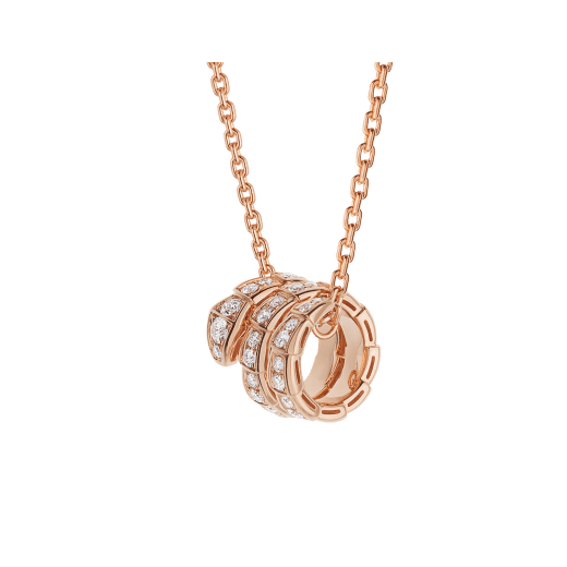 [Royal Jewelry]SERPENTI PINK GOLD NECKLACE DOUBLE RING DIAMOND