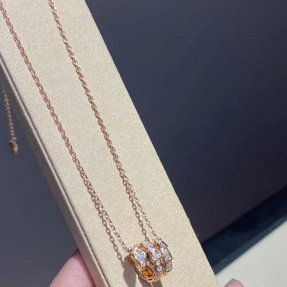 [Royal Jewelry]SERPENTI PINK GOLD NECKLACE DOUBLE RING DIAMOND
