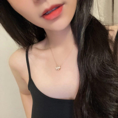 [Royal Jewelry]SERPENTI PINK GOLD NECKLACE DOUBLE RING DIAMOND
