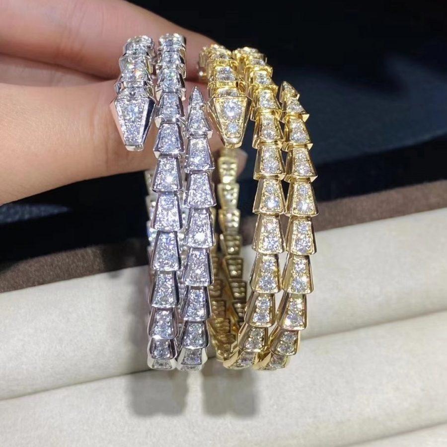 [Royal Jewelry]SERPENTI BRACELET GOLD DIAMOND DOUBLE ROW