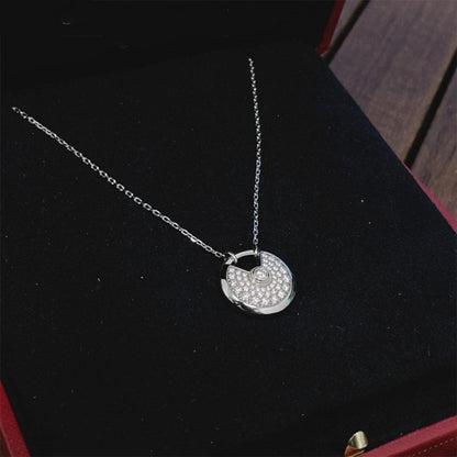 [Royal Jewelry]AMULETTE SILVER FULL DIAMOND NECKLACE