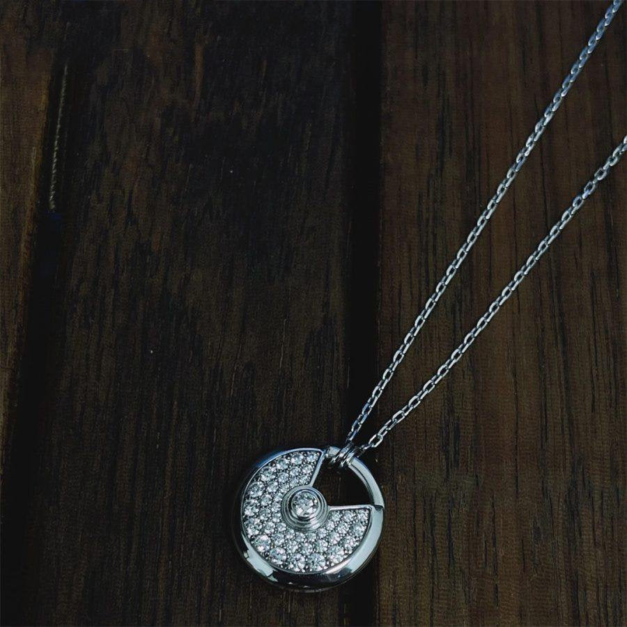[Royal Jewelry]AMULETTE SILVER FULL DIAMOND NECKLACE