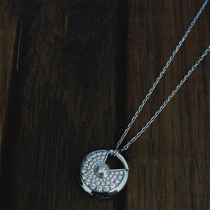 [Royal Jewelry]AMULETTE SILVER FULL DIAMOND NECKLACE