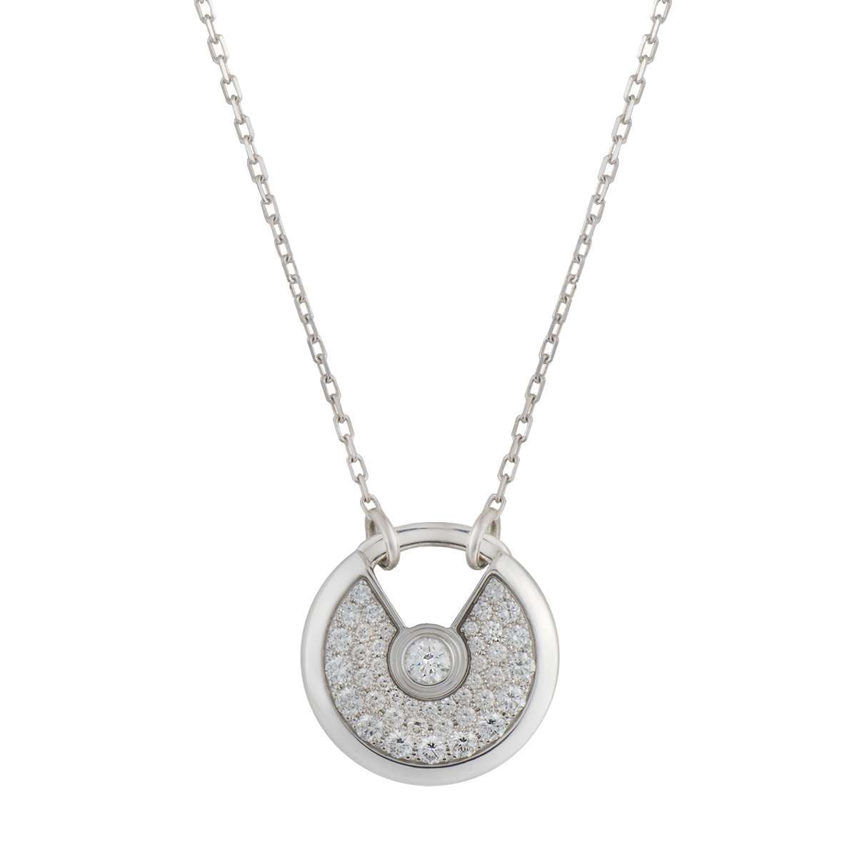 [Royal Jewelry]AMULETTE SILVER FULL DIAMOND NECKLACE