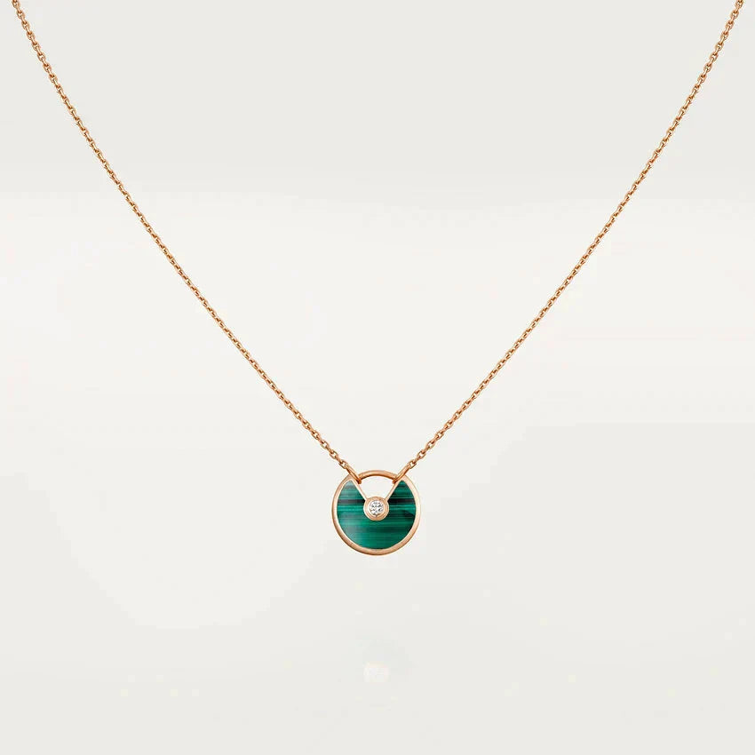 [Royal Jewelry]AMULETTE ROSE GOLD MALACHITE NECKLACE