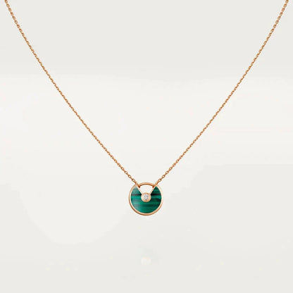 [Royal Jewelry]AMULETTE ROSE GOLD MALACHITE NECKLACE