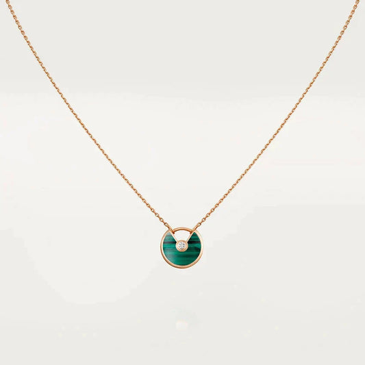 [Royal Jewelry]AMULETTE ROSE GOLD MALACHITE NECKLACE
