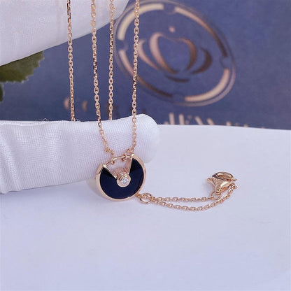 [Royal Jewelry]AMULETTE ROSE GOLD ONYX NECKLACE