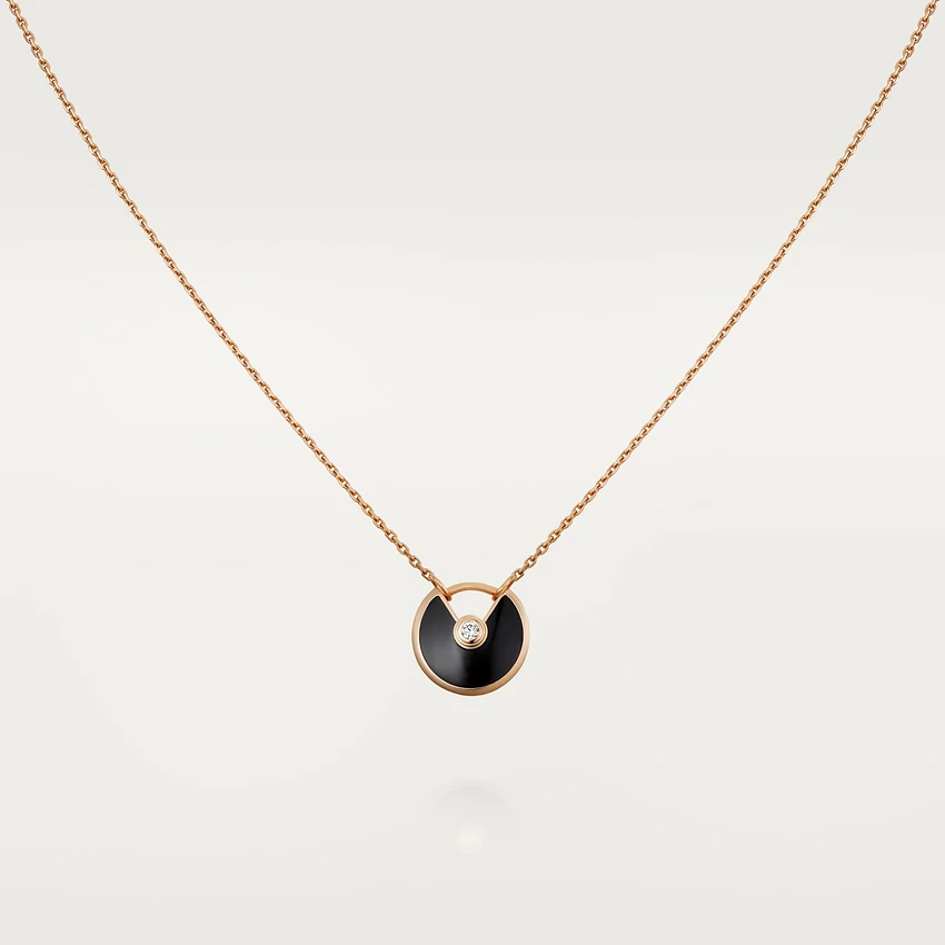 [Royal Jewelry]AMULETTE ROSE GOLD ONYX NECKLACE