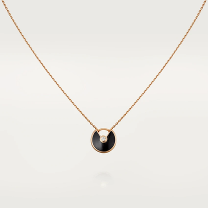 [Royal Jewelry]AMULETTE ROSE GOLD ONYX NECKLACE