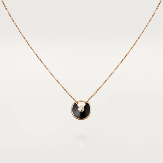 [Royal Jewelry]AMULETTE ROSE GOLD ONYX NECKLACE