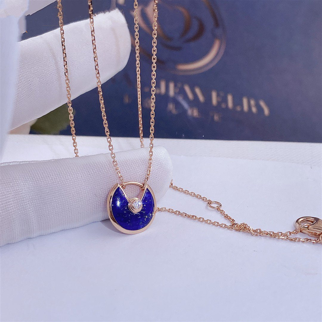 [Royal Jewelry]AMULETTE ROSE GOLD AGATE NECKLACE