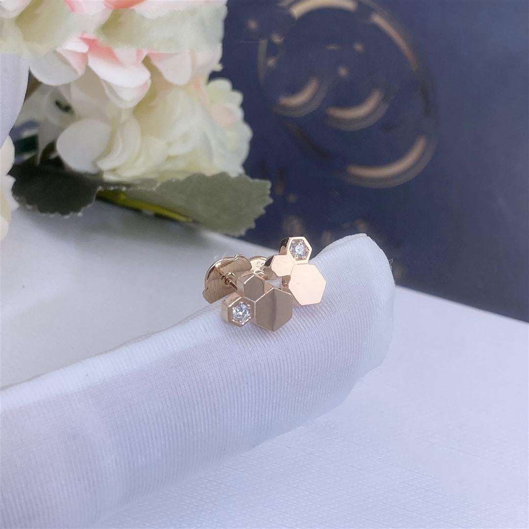 [Royal Jewelry]BEE LOVE PINK GOLD DIAMOND EARRINGS