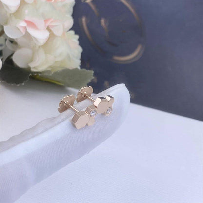[Royal Jewelry]BEE LOVE PINK GOLD DIAMOND EARRINGS