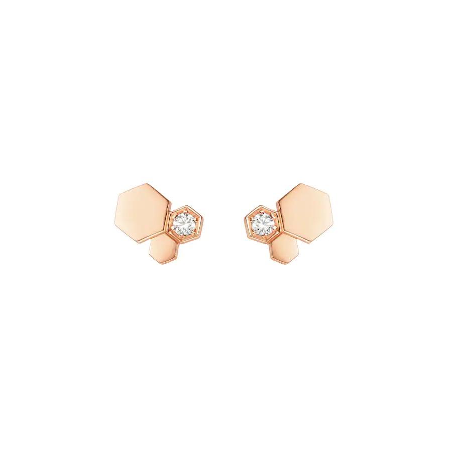 [Royal Jewelry]BEE LOVE PINK GOLD DIAMOND EARRINGS