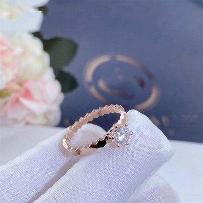 [Royal Jewelry]BEE LOVE RING PINK GOLD 1 DIAMOND