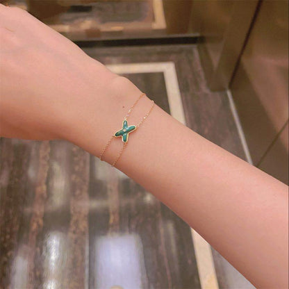 [Royal Jewelry]JEUX BRACELET MALACHITE PINK GOLD 1 DIAMOND