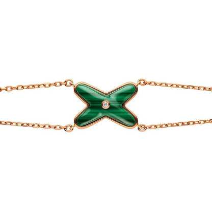 [Royal Jewelry]JEUX BRACELET MALACHITE PINK GOLD 1 DIAMOND
