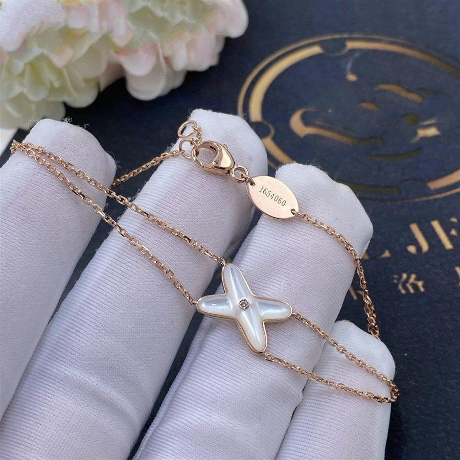 [Royal Jewelry]JEUX BRACELET WHITE MOP PINK GOLD 1 DIAMOND