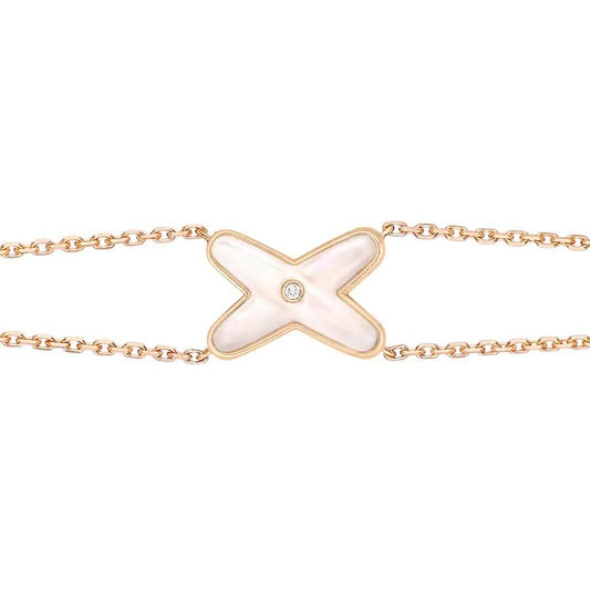 [Royal Jewelry]JEUX BRACELET WHITE MOP PINK GOLD 1 DIAMOND