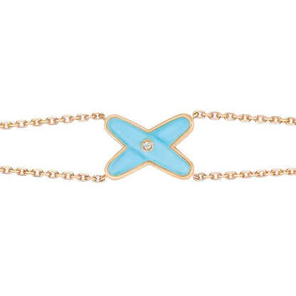 [Royal Jewelry]JEUX BRACELET TURQUOISE PINK GOLD 1 DIAMOND