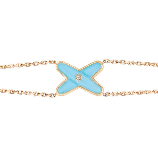 [Royal Jewelry]JEUX BRACELET TURQUOISE PINK GOLD 1 DIAMOND
