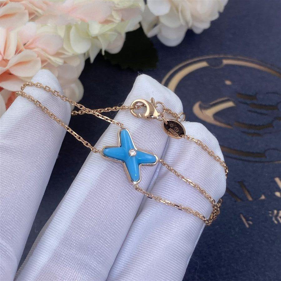 [Royal Jewelry]JEUX BRACELET TURQUOISE PINK GOLD 1 DIAMOND