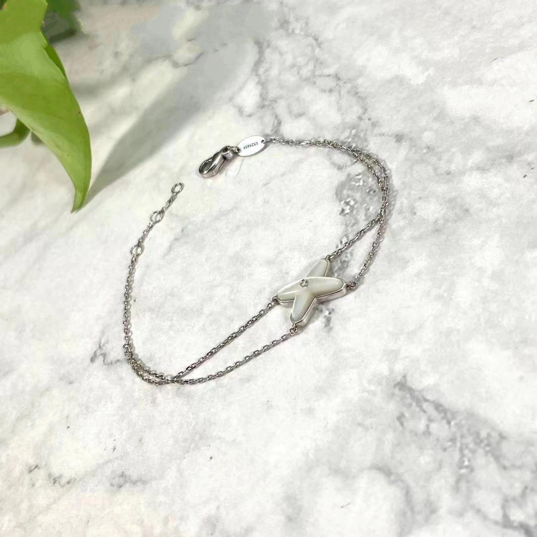 [Royal Jewelry]JEUX BRACELET WHITE MOP SILVER 1 DIAMOND