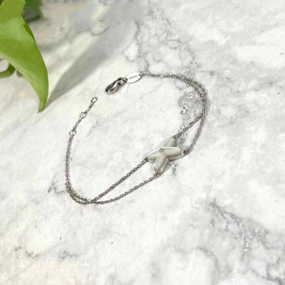 [Royal Jewelry]JEUX BRACELET WHITE MOP SILVER 1 DIAMOND