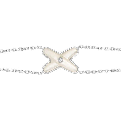 [Royal Jewelry]JEUX BRACELET WHITE MOP SILVER 1 DIAMOND