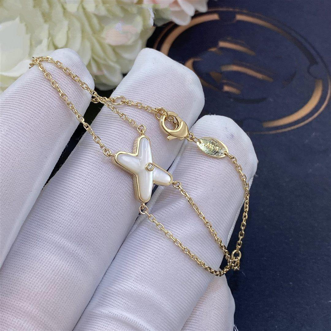 [Royal Jewelry]JEUX BRACELET WHITE MOP GOLD 1 DIAMOND