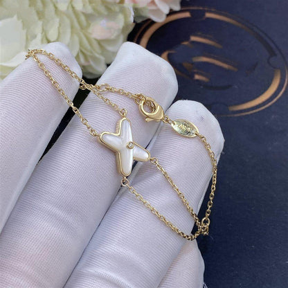 [Royal Jewelry]JEUX BRACELET WHITE MOP GOLD 1 DIAMOND
