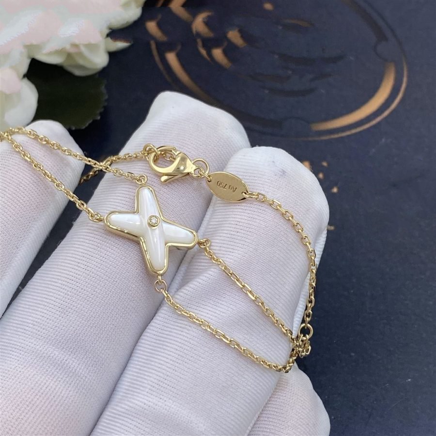 [Royal Jewelry]JEUX BRACELET WHITE MOP GOLD 1 DIAMOND
