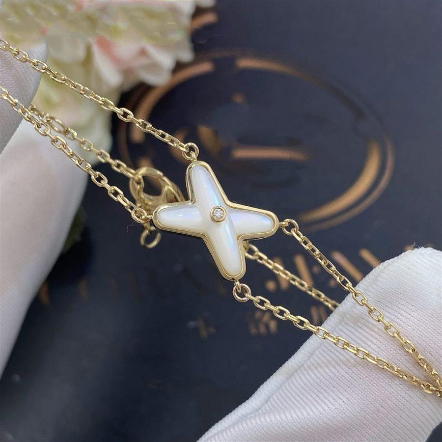 [Royal Jewelry]JEUX BRACELET WHITE MOP GOLD 1 DIAMOND