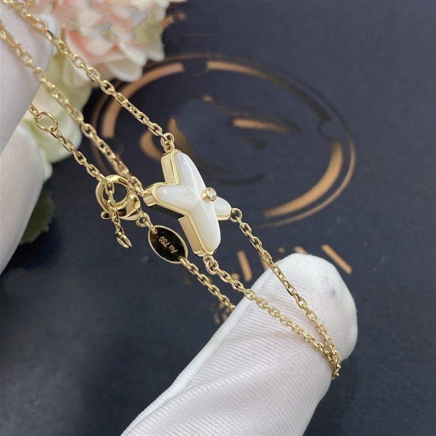 [Royal Jewelry]JEUX BRACELET WHITE MOP GOLD 1 DIAMOND