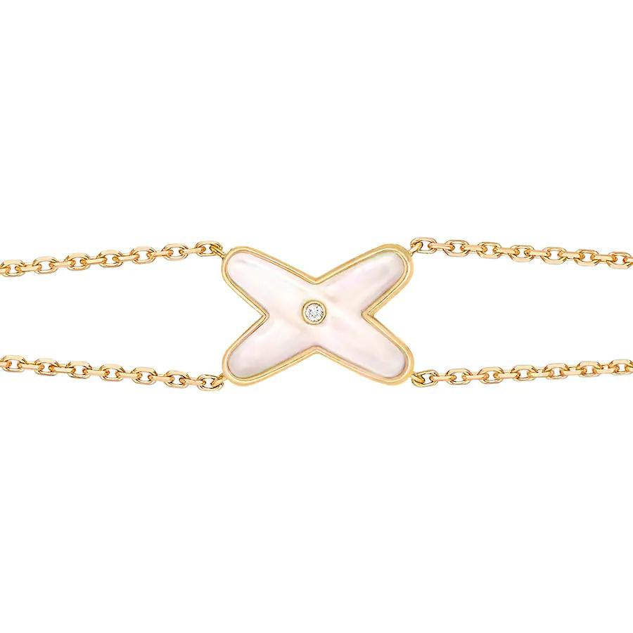 [Royal Jewelry]JEUX BRACELET WHITE MOP GOLD 1 DIAMOND