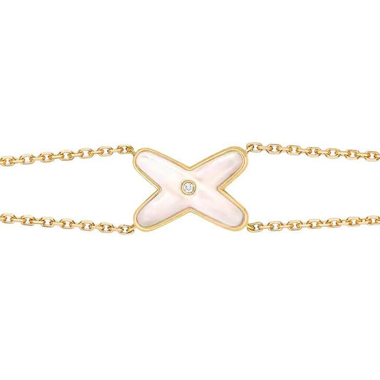 [Royal Jewelry]JEUX BRACELET WHITE MOP GOLD 1 DIAMOND