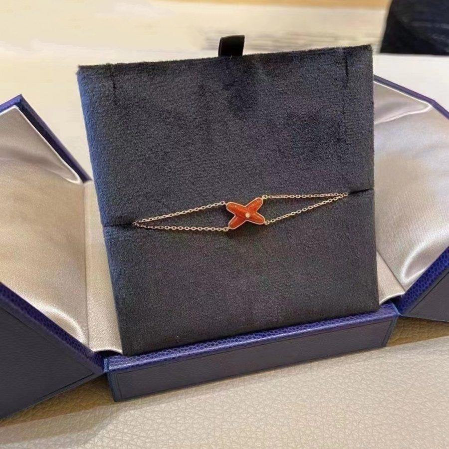 [Royal Jewelry]JEUX BRACELET CARNELIAN PINK GOLD 1 DIAMOND