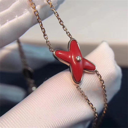[Royal Jewelry]JEUX BRACELET CARNELIAN PINK GOLD 1 DIAMOND
