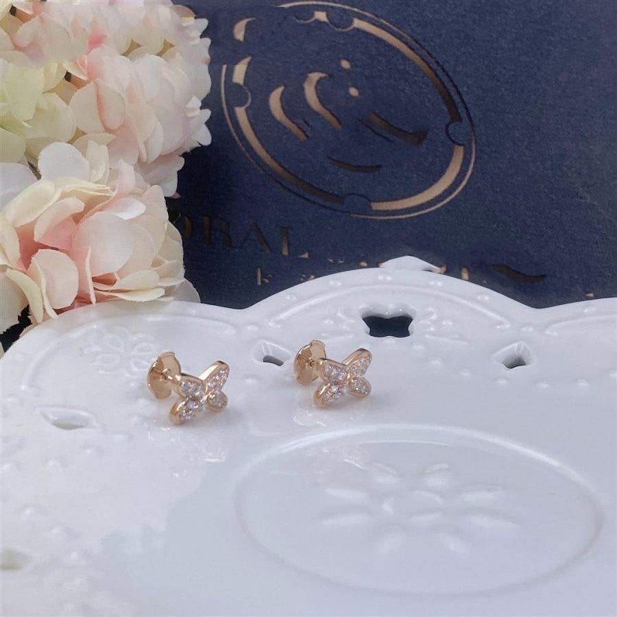 [Royal Jewelry]JEUX DE PINK GOLD DIAMOND EARRINGS
