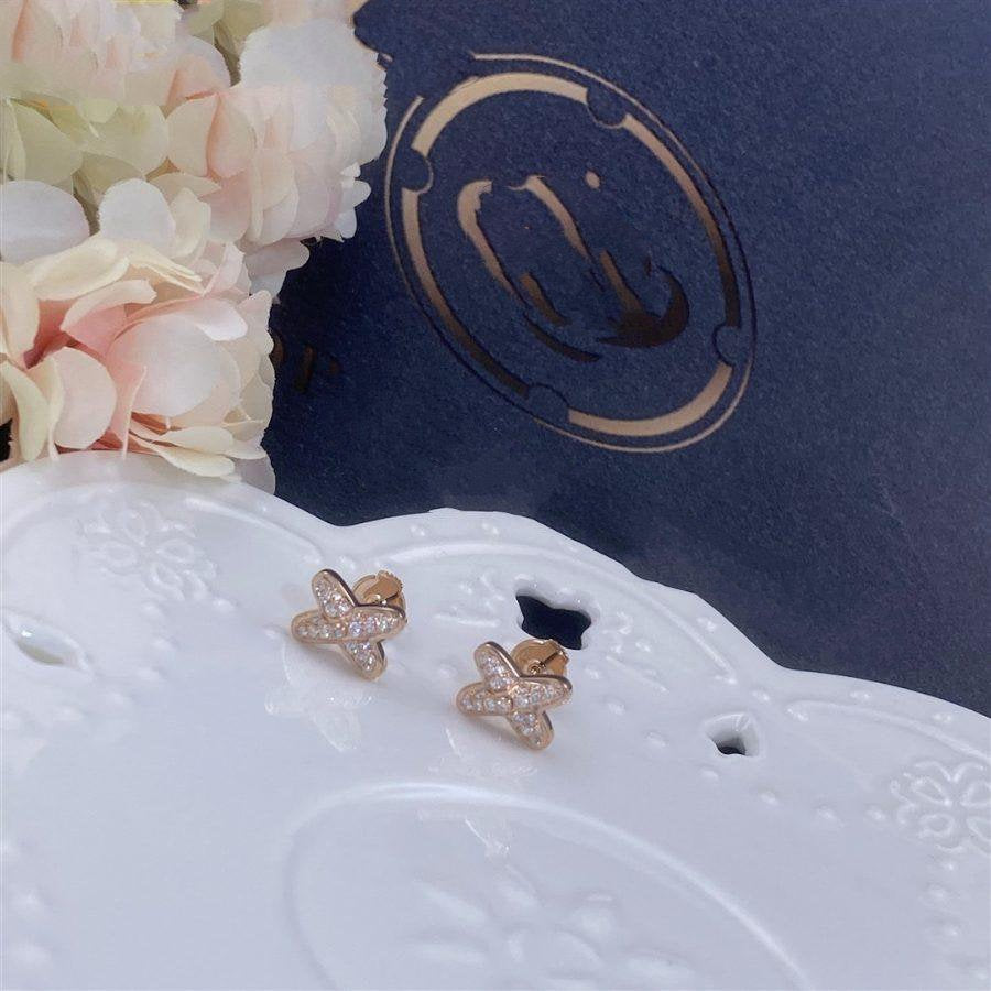 [Royal Jewelry]JEUX DE PINK GOLD DIAMOND EARRINGS