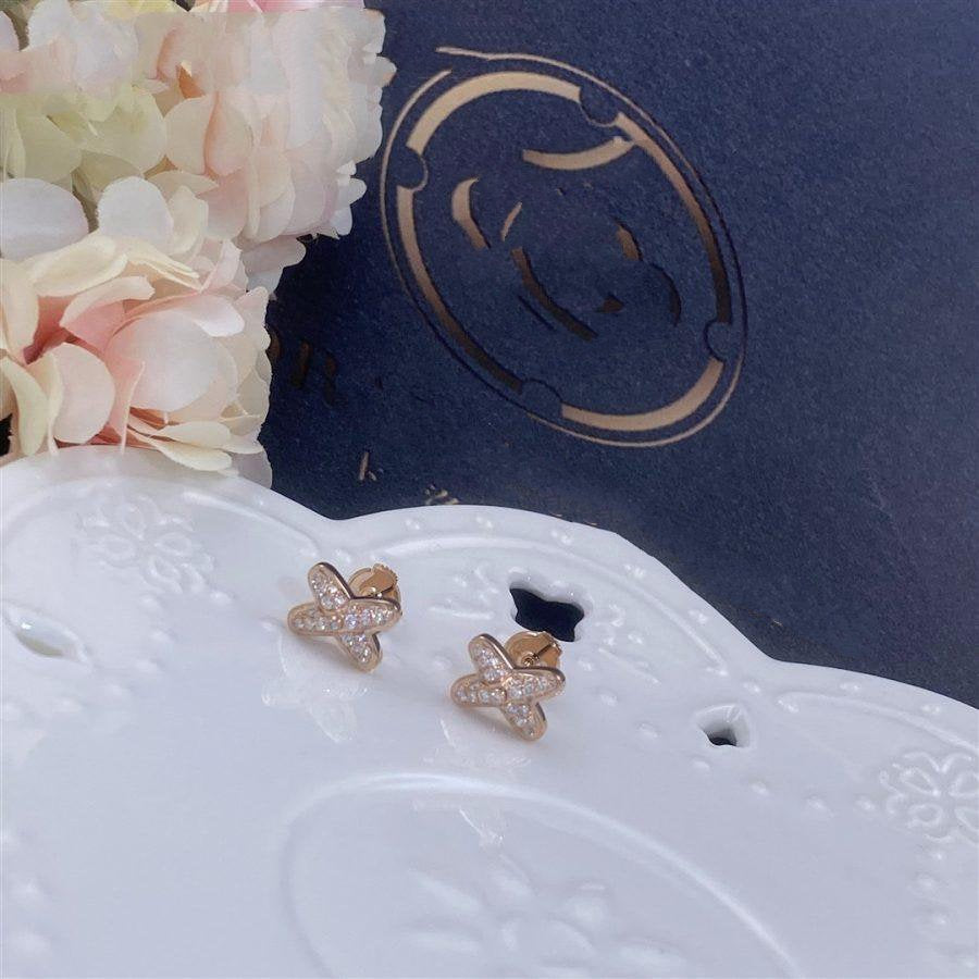 [Royal Jewelry]JEUX DE PINK GOLD DIAMOND EARRINGS