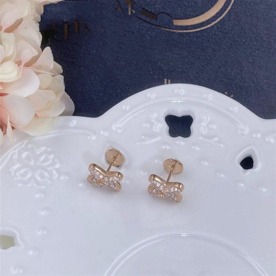 [Royal Jewelry]JEUX DE PINK GOLD DIAMOND EARRINGS