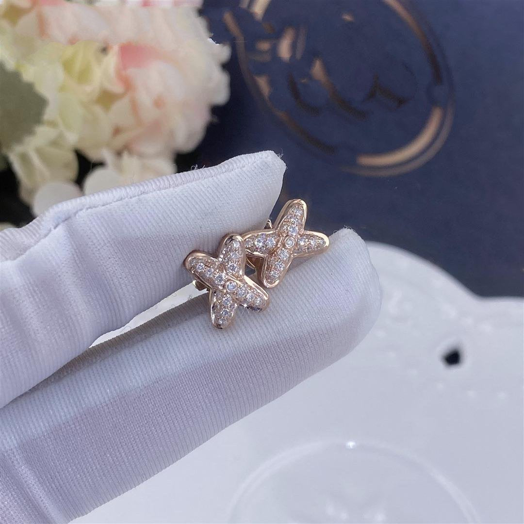 [Royal Jewelry]JEUX DE PINK GOLD DIAMOND EARRINGS