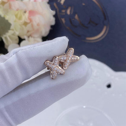[Royal Jewelry]JEUX DE PINK GOLD DIAMOND EARRINGS