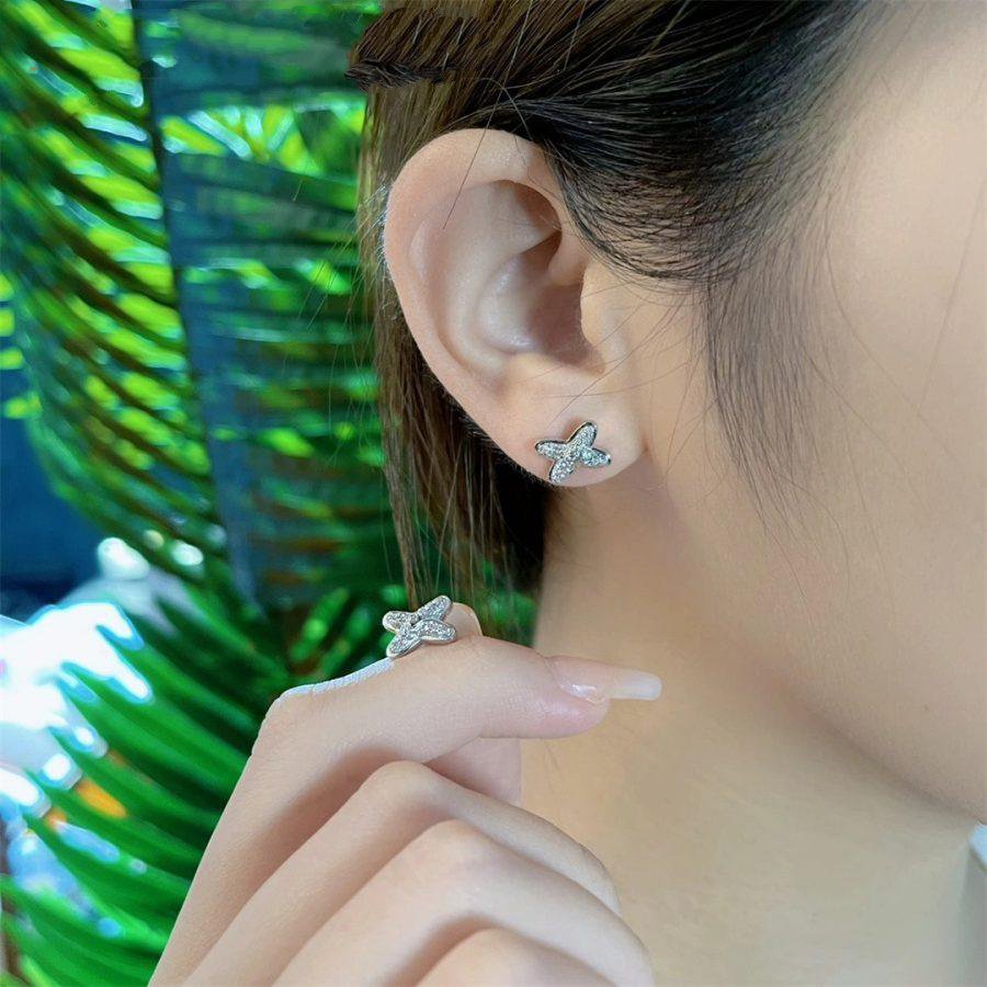 [Royal Jewelry]JEUX DE SILVER DIAMOND EARRINGS