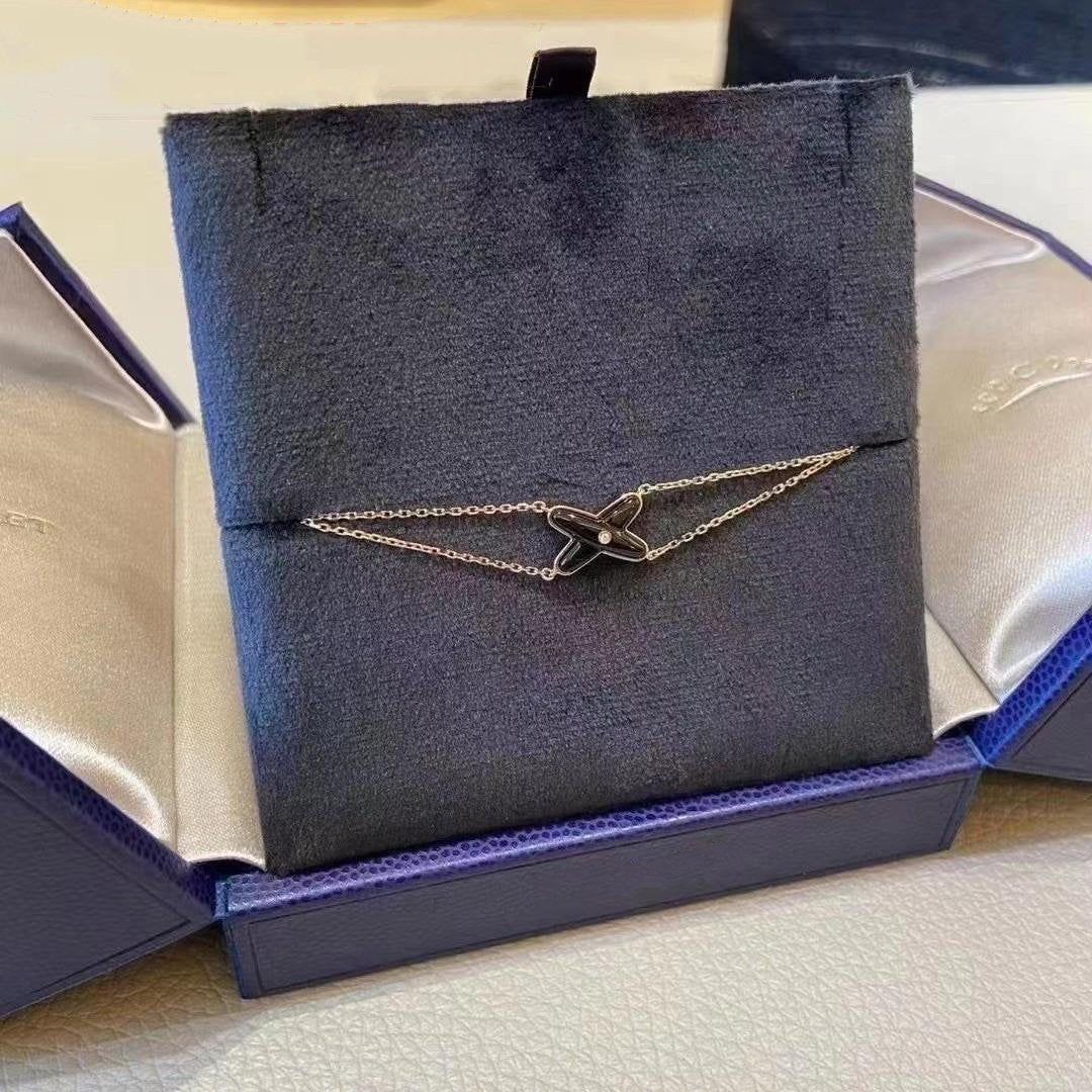 [Royal Jewelry]JEUX BRACELET ONYX PINK GOLD 1 DIAMOND