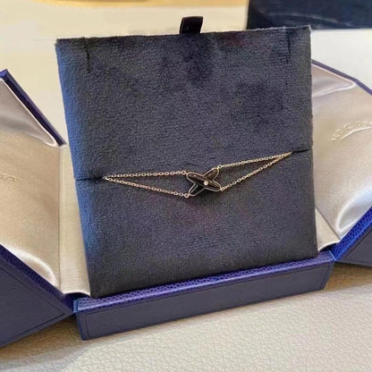 [Royal Jewelry]JEUX BRACELET ONYX PINK GOLD 1 DIAMOND