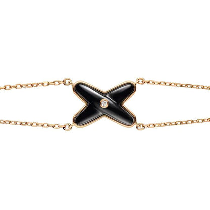 [Royal Jewelry]JEUX BRACELET ONYX PINK GOLD 1 DIAMOND